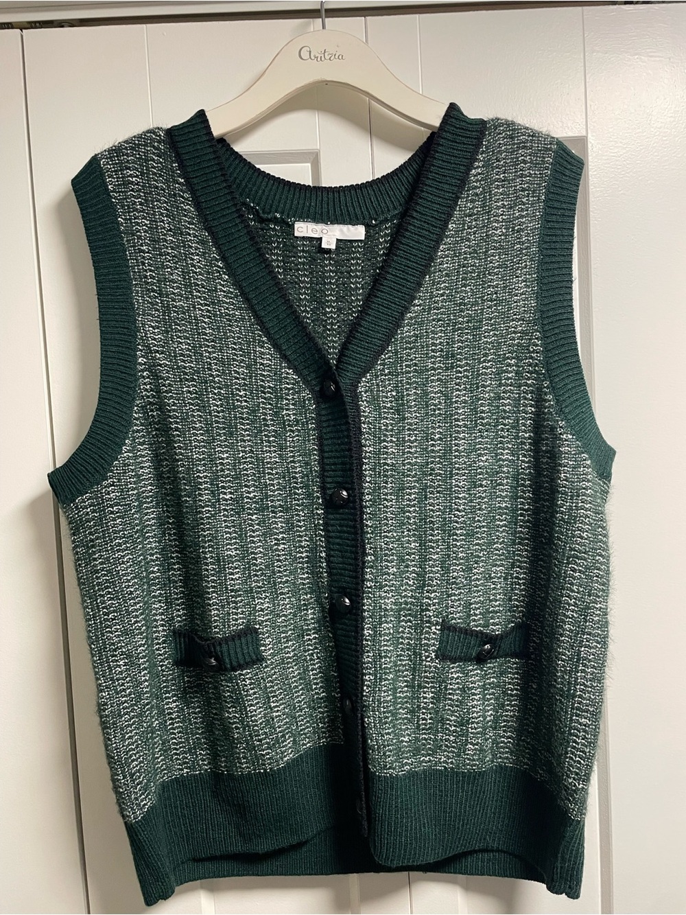 Cleo Knit Sweater Vest Button Down Vintage Style Lightweight XL